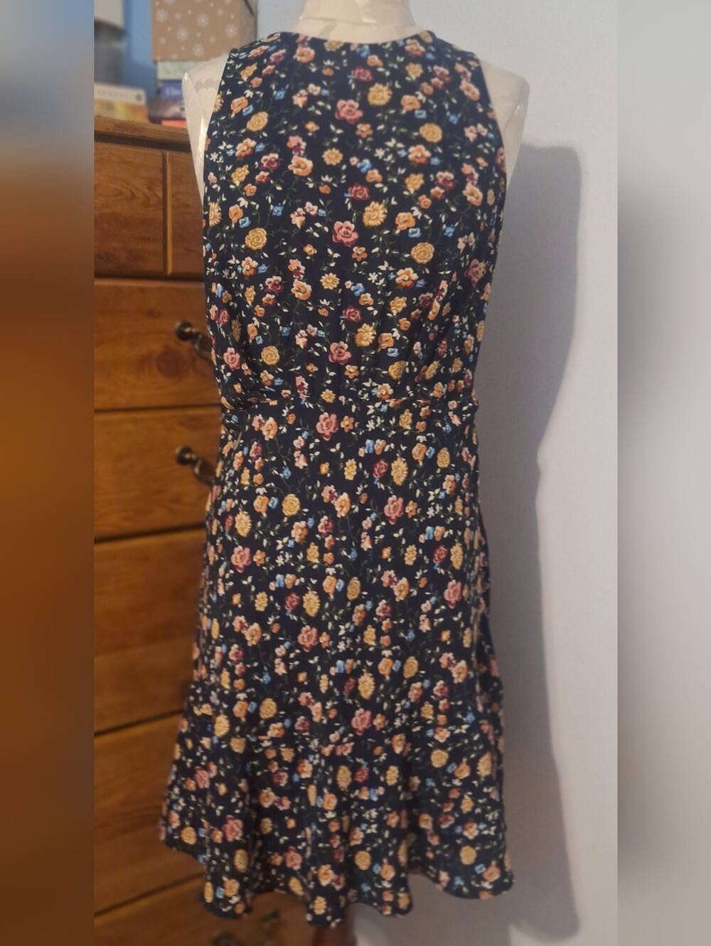 J. Crew Black Floral Sleeveless Tank Dress